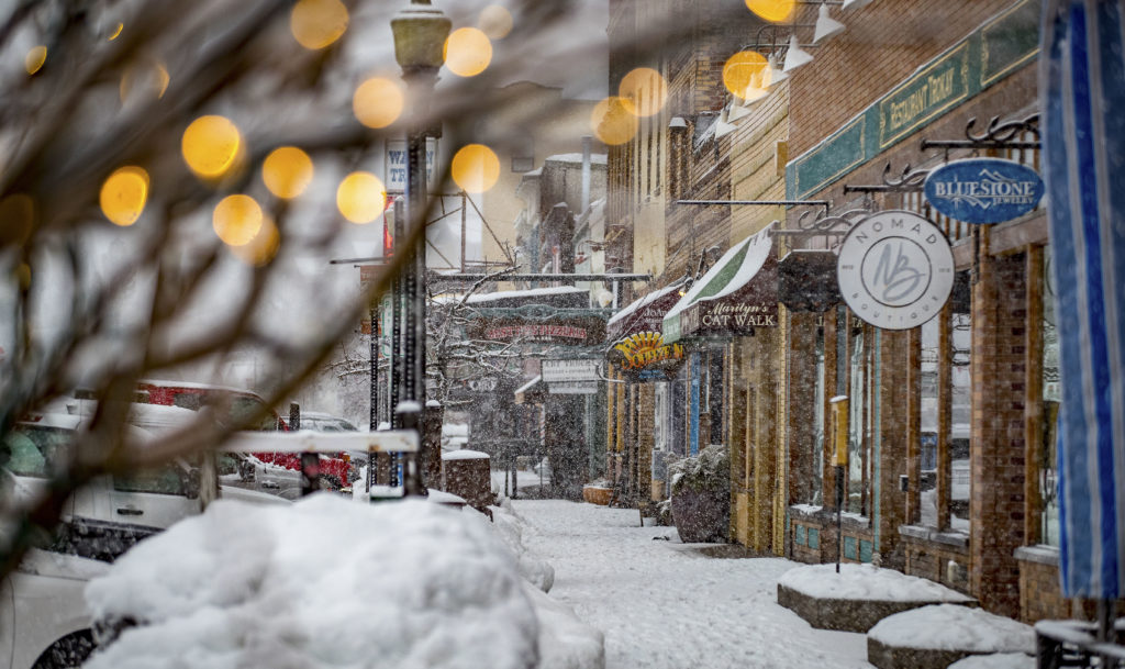 The downtown Truckee area on a winter day.