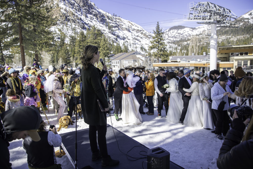 Professional Officiant Meredith Richmond at the Squaw Valley Leap of Love Leap Year Elopement on February 29, 2020