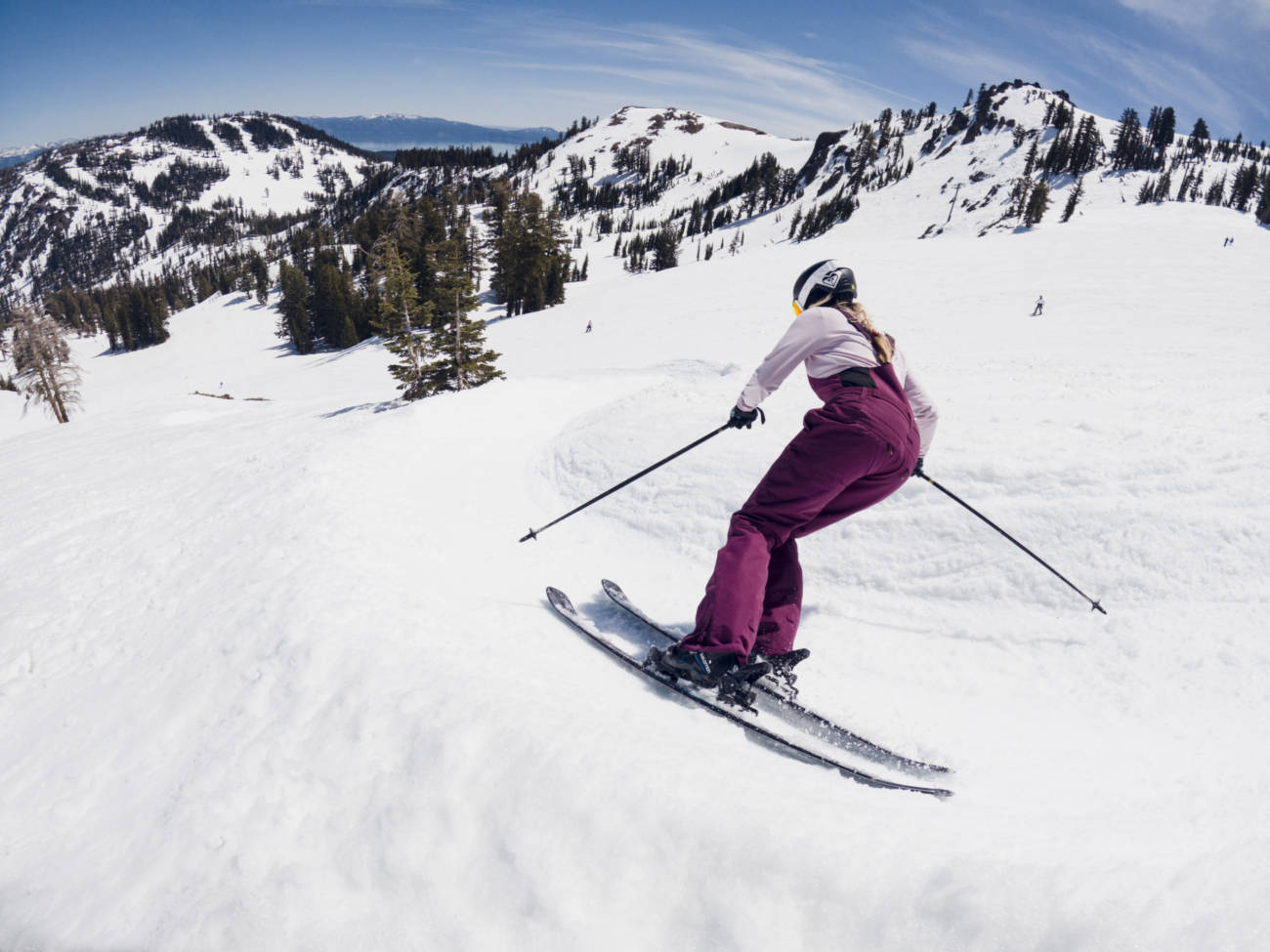Courtney Royce skiing on a spring day at Alpine Meadows