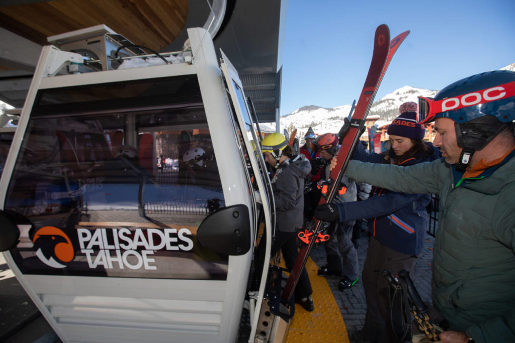 Guests load into the Base to Base Gondola on the Opening Day.