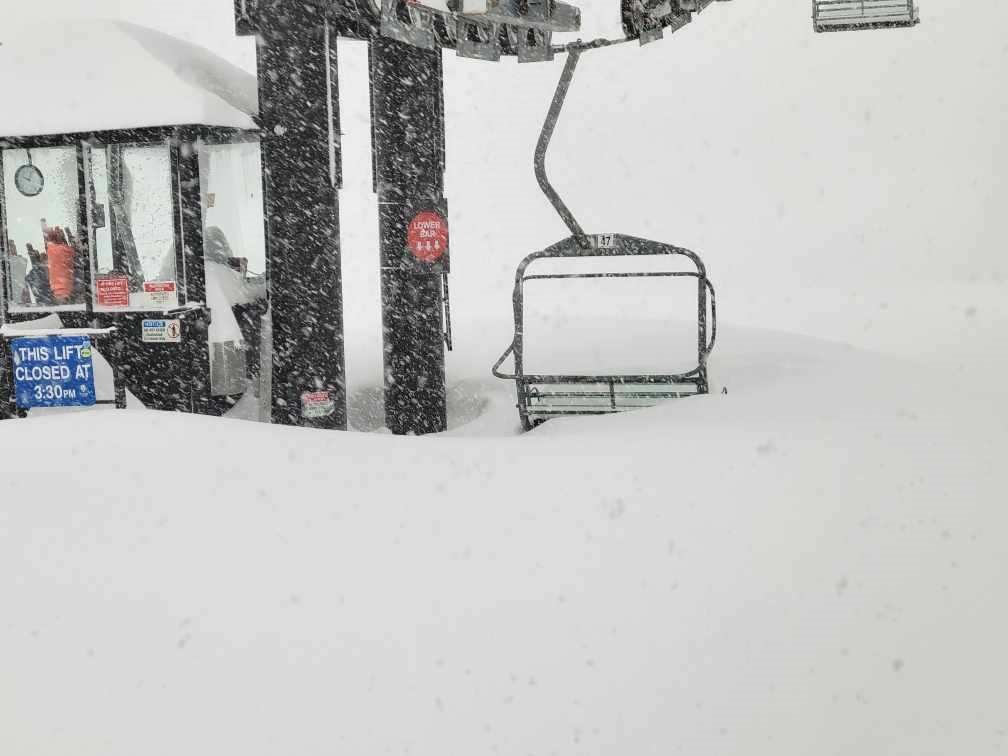 The Solitude chairlift buried under a huge amount of snow. 