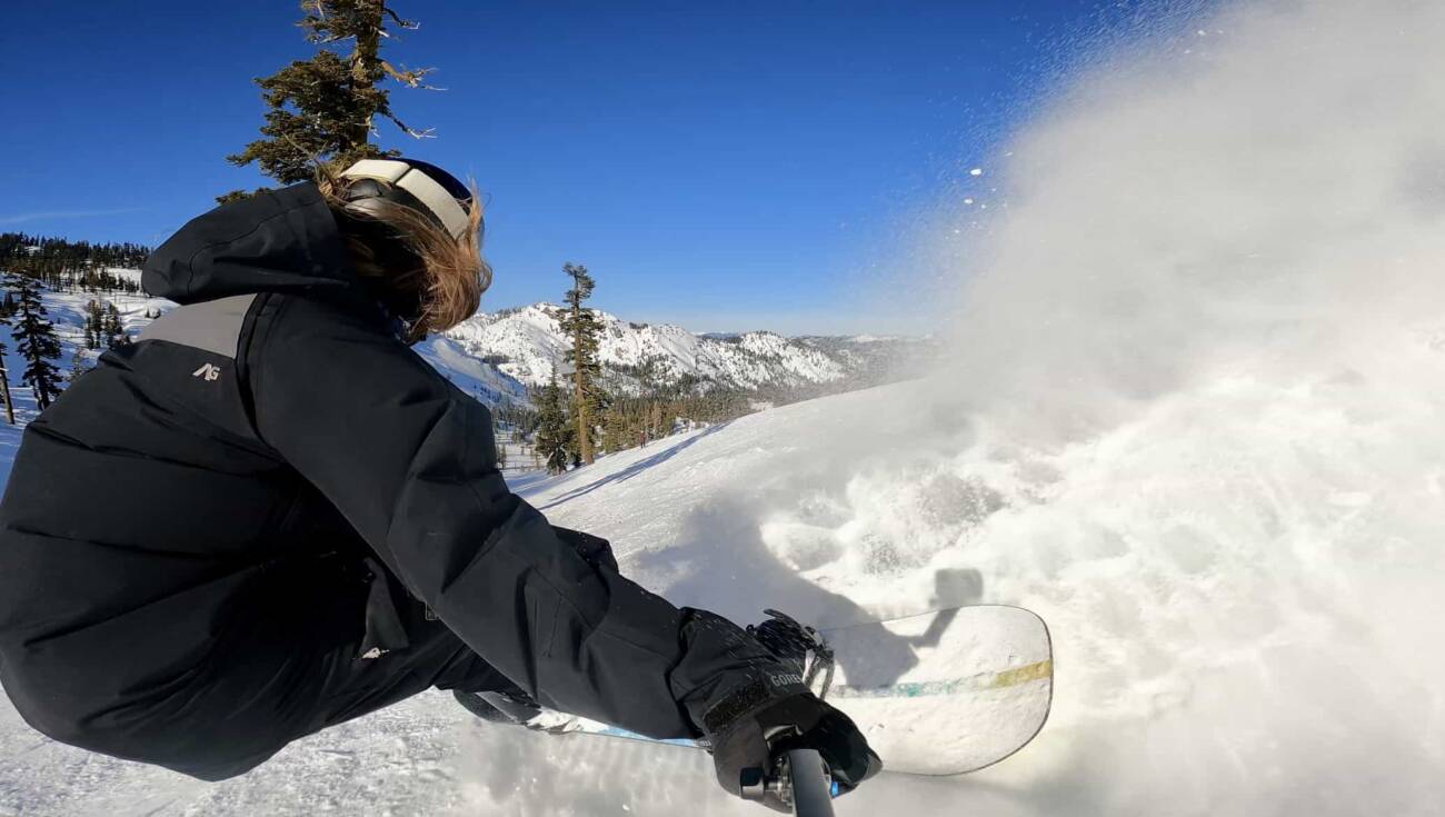 snowboarder in powder
