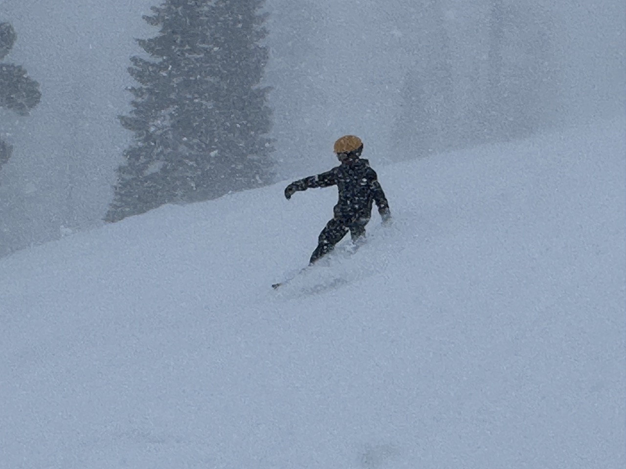 snowboarder in deep snow