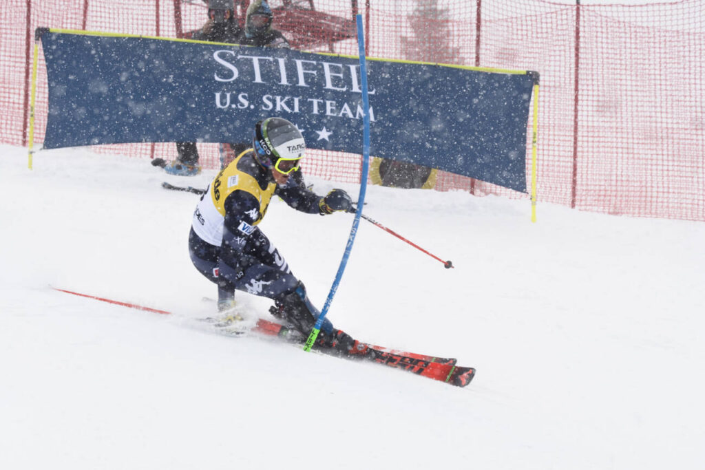 A skier on the Stifel Palisades Tahoe Cup racecourse. 
