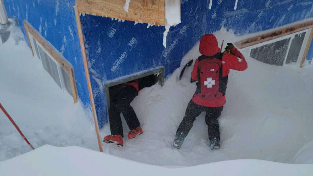 Two patrollers trying to get into the KT Patrol Shack.