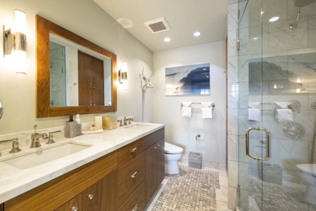 A bathroom in the Summit View suite. 