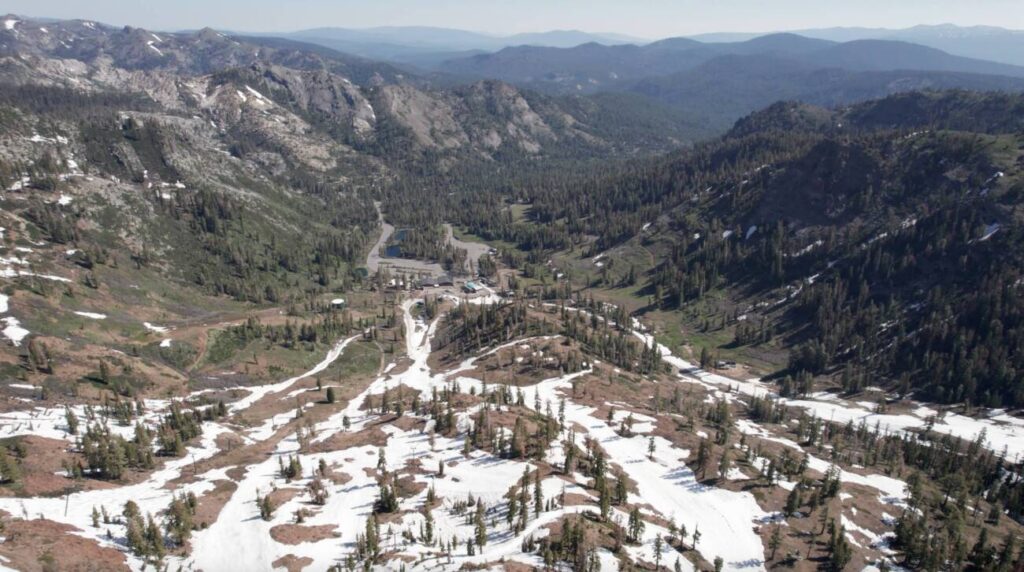 The base area snowpack at Alpine in June.