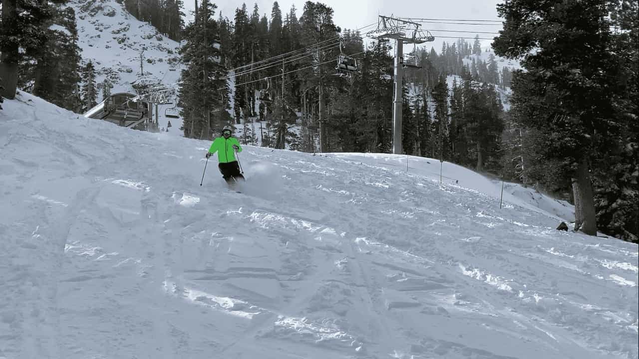 skier in fresh powder