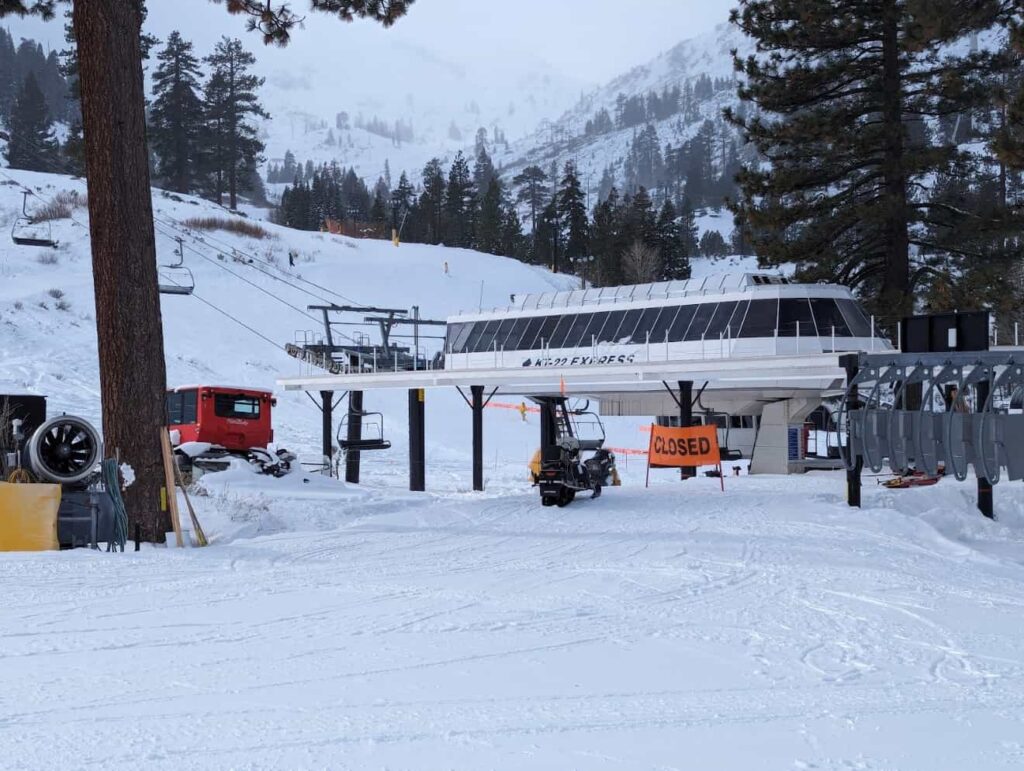 crews working at kt-22 chairlift at Palisades Tahoe california