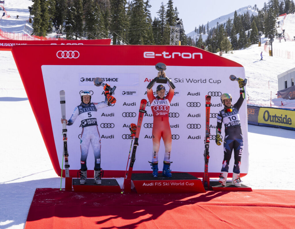 GS athletes on the podium at the 2024 Stifel Palisades Tahoe Cup.