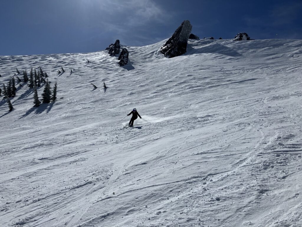 Skier on snowy ski slope