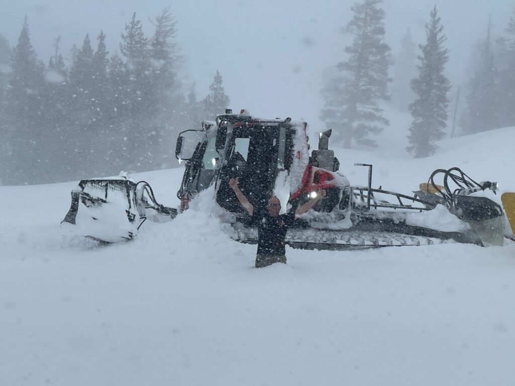 Snowcat operator Dave Martini in front of his machine this morning.