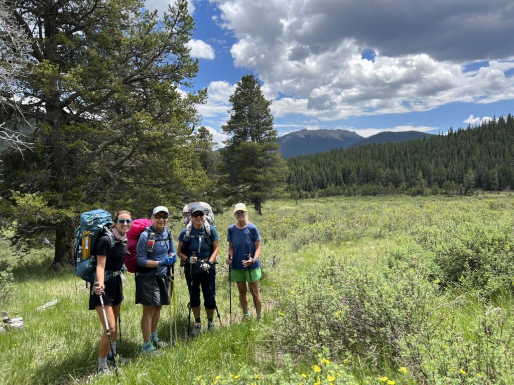 Alby and some of her girlfriends on a backpacking trip in Colorado. This trip was 180 miles long. She plans to finish the rest of it (another 300 miles) in August.