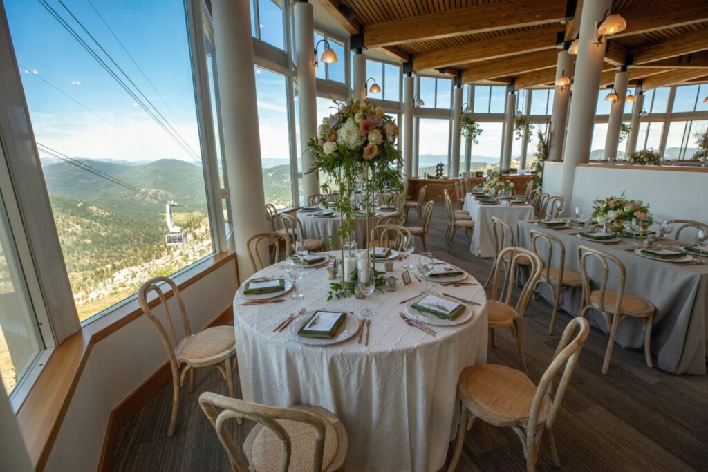 Panoramic view of the wedding venue at High Camp at Palisades Tahoe.