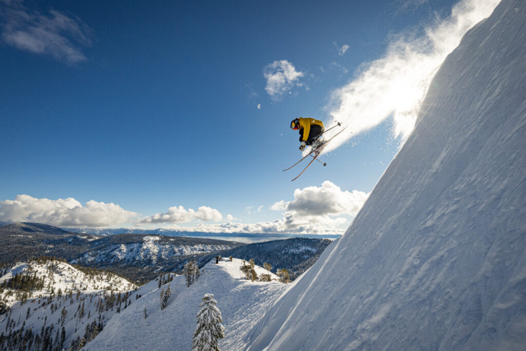 Daron Rahlves at Alpine hucking a cliff.