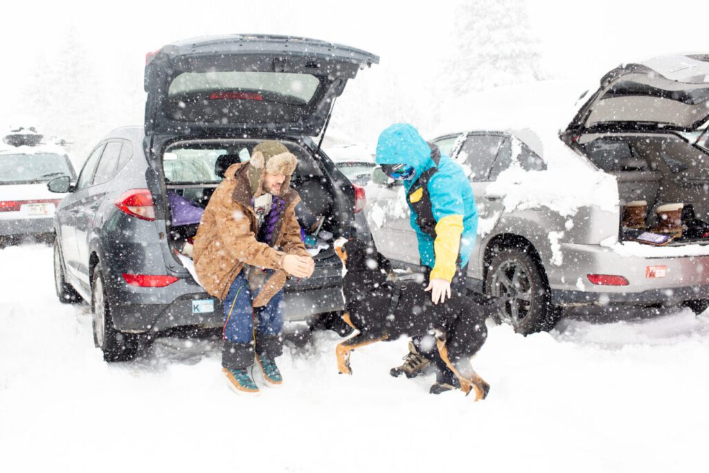 Parking lot on a snowy day