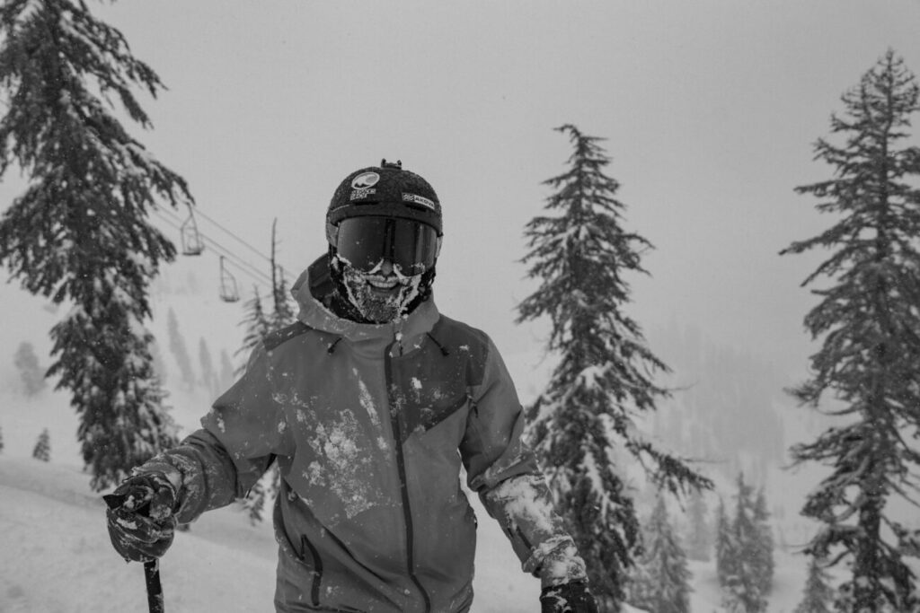 Travis Ganong on a powder day