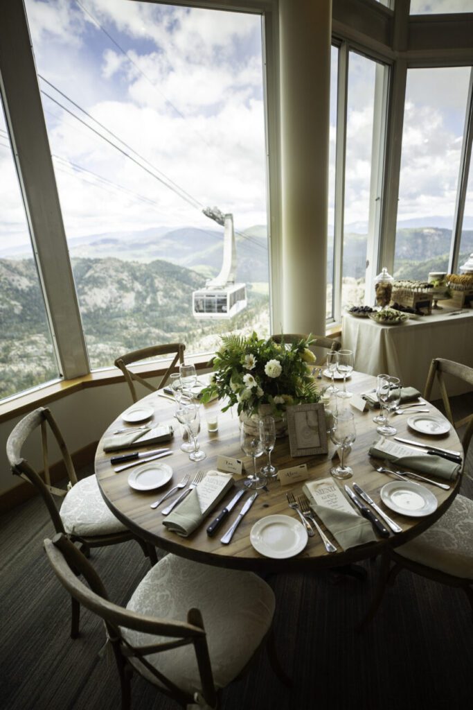 Table setting at High Camp Wedding