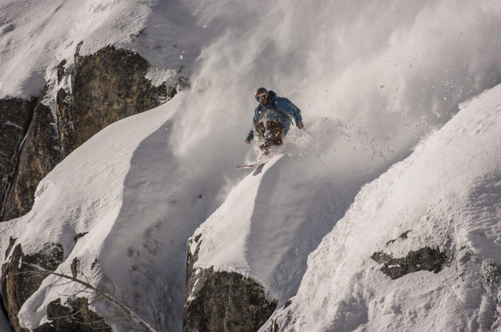 JT Holmes freeride skiing in Tahoe Donner