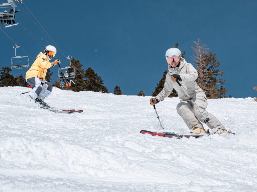 Amie Engerbretson and L Renee skiing