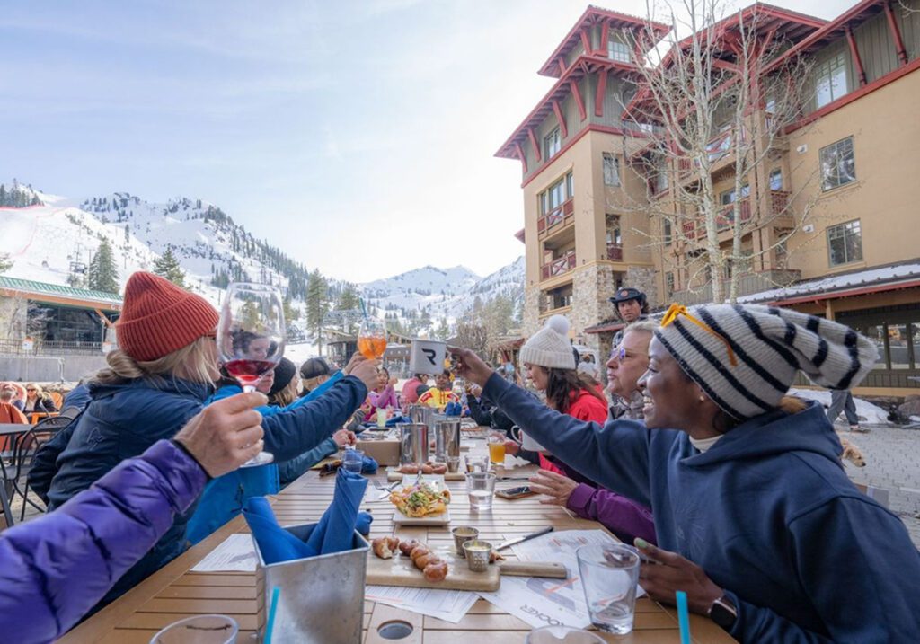 Amie and the gals enjoying apres at Rocker