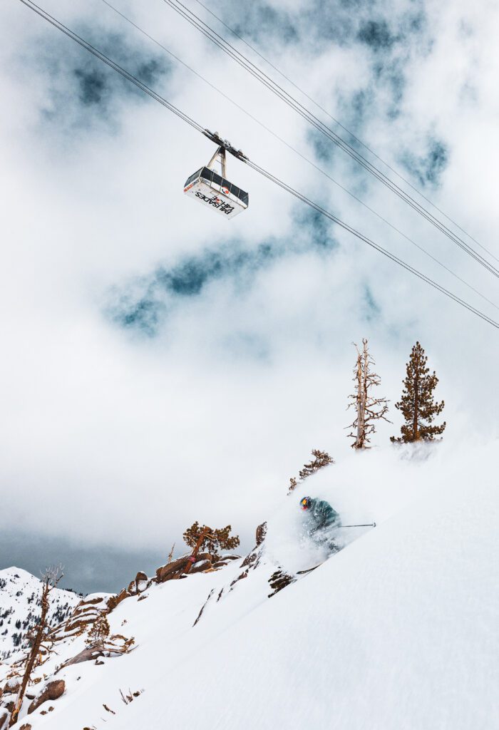 Daron Rahlves skiing powder at Palisades Tahoe