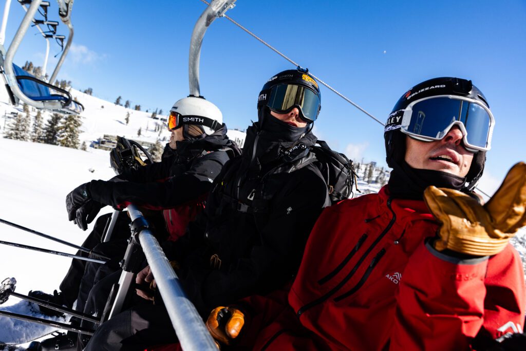 Connery and Carson scoping a line from the chairlift