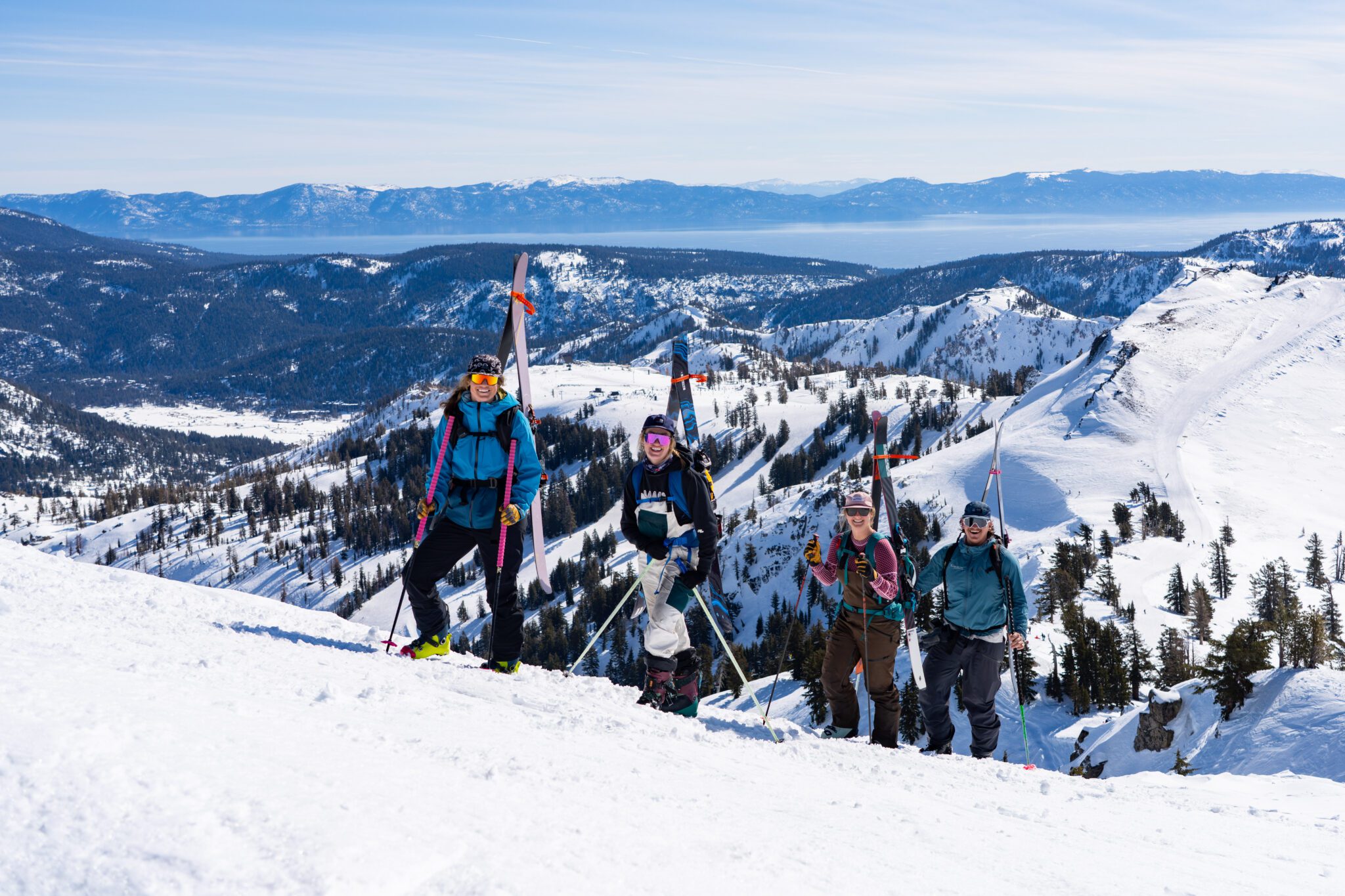 A group boot packing outside the boundaries of Palisades Tahoe