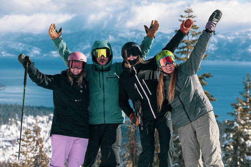 Friends skiing